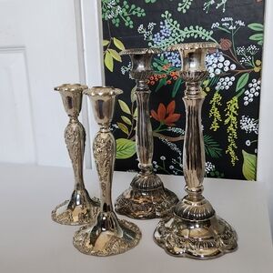Godinger Silver Candle Holders Set W/ Candles